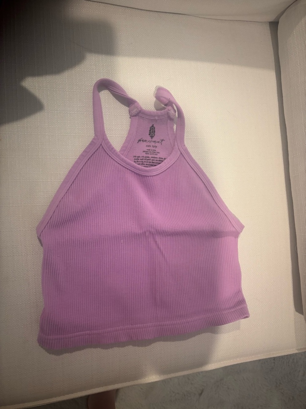 Lavender Ribbed Free People Movement Halter Crop Tank